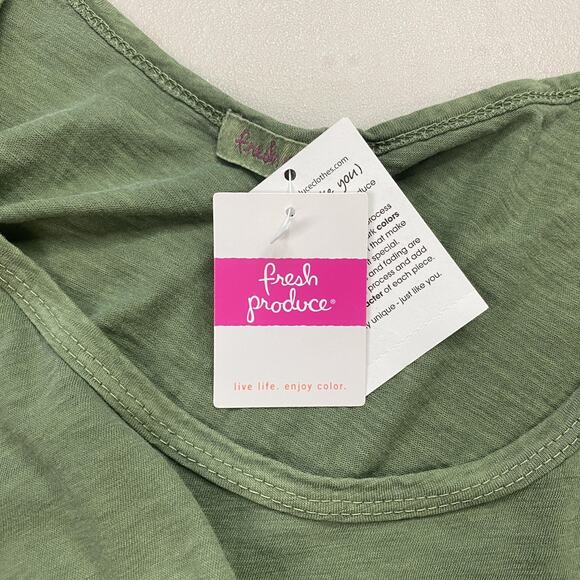 Fresh Produce Top Womens Medium Green Moss Vintage Slub Scoop Neck T Shirt NEW - Picture 11 of 12
